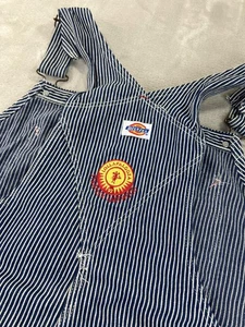 RARE 🔥 Vintage Lollapalooza 1993 Dickies Hickory Stripe Overalls Mens 42x34 USA - Picture 1 of 18