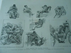 Paris pendant les grandes chaleurs pèle mèle de dessins Gravure 1892 - Imagen 1 de 1