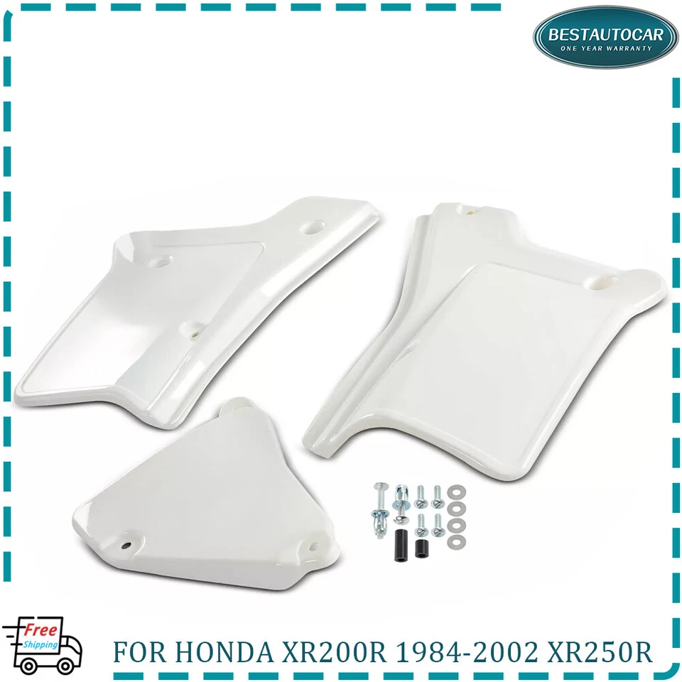 Juego de un panel lateral cubierta guardabarros cuerpo de plástico para Honda XR200R 84-02 XR250R blanco Foto 1 de 4