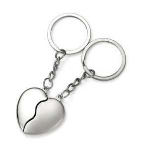 2 Part Silver Heart Keyring Valentine Day Wedding Gift Metal Keychain KR09 - Picture 1 of 7