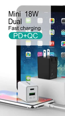 GT Life 18W Dual Wall Charger PD QC 3.0 Fast Charging Adapter for iPhone Samsung - Image 1 of 4