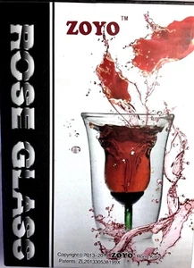 Hand Blown Double Walled Rose Wine Glass /180ml/6oz/1 piece - Picture 1 of 7