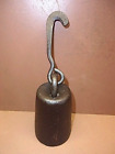 Antique 4 Lb. Iron Mercantile Scale Weight 8" x 2 1/2" w/Hand Forged Iron Hook