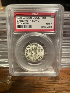 1928 Green Duck Co. Babe Ruth Song Pin PSA 7 Only One Graded Higher 2507 - Picture 1 of 3