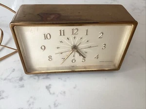 Vintage MCM General Electric Alarm Clock Model 7288 Atomic Age Gold Tone Works! - Picture 1 of 9