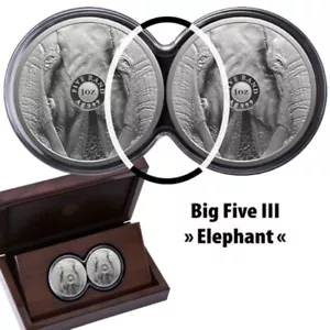 Elephant Big Five Double Capsule 2024 2 x 1 oz Proof Silver Coin South Africa - Picture 1 of 5