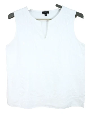 TALBOTS Women's Linen Cotton Tank Top Sequin Floral Lined White Size 12p Petite - Image 1 of 4