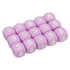 15 pièces perles de silicone alphabet carré, lettre S 12 mm, violet clair blanc