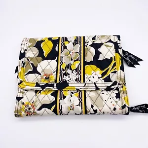 Vera Bradley faltbare Reise-Toilettentasche gelb schwarz hellbraun Blume EUC - Bild 1 von 8