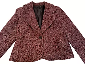 Talbots Purple Black Tweed Jacket Blazer 10P Fitted Cropped Classic Academia - Picture 1 of 11