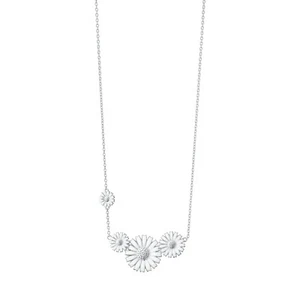 Georg Jensen. Sterling Silver DAISY four-flower Necklace with white Enamel. - Picture 1 of 1