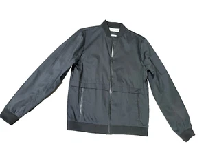 Calvin Klein Men Black Stand Collar Bomber Jacket~ S ~ Coated textured fabric - Picture 1 of 4
