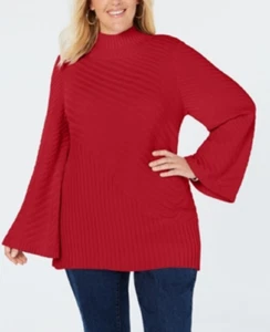 Charter Club Übergröße gemusterter Rollkragenpullover, hinreißend rot, 0X - Bild 1 von 2