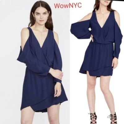 Wrap Mini Dress 12 Large Navy Blue Cold Shoulder Party Resort RACHEL ROY NWT - Image 1 of 4
