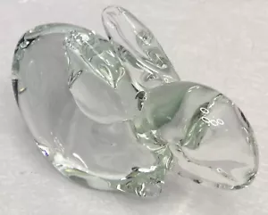 Vintage Crystal Art Glass Easter Bunny Rabbit Decorative Paperweight Figurine - Picture 1 of 9
