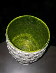 Raro vaso epoca Londo metà secolo arte ceramica bolle oro bianco verde giallo lava - Foto 1 di 7