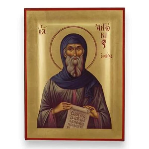 Antonius die große Ikone - Premium handgefertigte griechisch-orthodoxe byzantinische Ikone - Bild 1 von 8