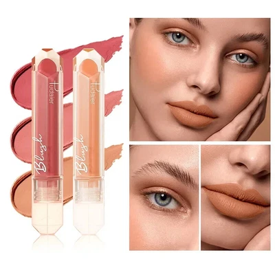 Multi Use Makeup Highlighter Blush Stick Cream Balm Liquid Blusher Lip Tint Glow - Image 1 of 4