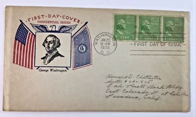 FDC Presidential Series George Washington FDC Washington DC Jan 20 1939 1 Cent - Image 1 of 4