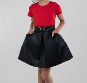 $196 Zoe Ltd Kids Girl's Red Heather Combo Buckle Dress Size 14 - Picture 1 of 3
