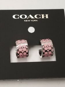 Coach Signature Huggie Earrings Plated brass and enamel 1/2 (L)