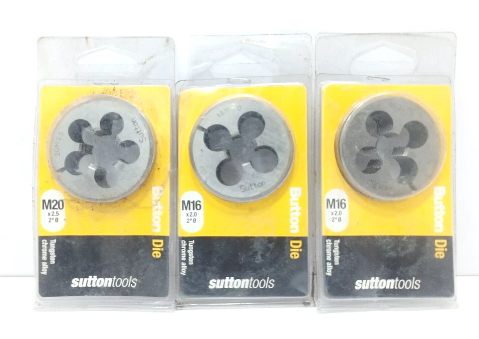 THREAD CUTTING BUTTON DIE M16 X 2.0 (2″) LOT OF 3 - Image 1 of 4