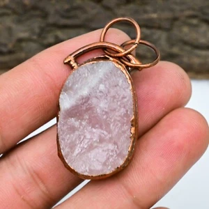 Rose Quartz Raw Gemstone Copper Handmade Gemstone Electroformed Pendant Jewelry - Picture 1 of 4