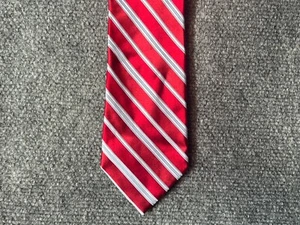 BUGATTI Necktie Red Striped Silk TIE 3.5” X 60” EUC - Picture 1 of 3