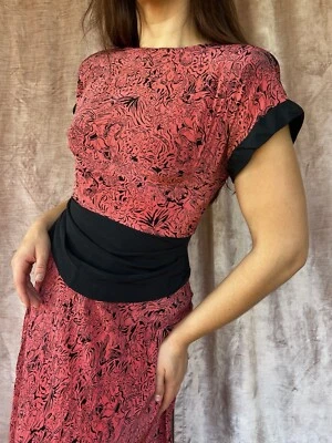 Rare 1940s Novelty Print “Perky” Dress Faces Rockabilly Pinup Size XS/S - Image 1 of 4