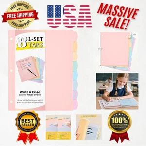 Lindos divisores de carpeta de escritura y borrado en pastel para carpetas estándar de 3 anillos - 1 juego - Imagen 1 de 10