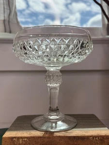Vintage Indiana Glas Diamond Point Standfuß Kompott/Bonboniere klar - Bild 1 von 7