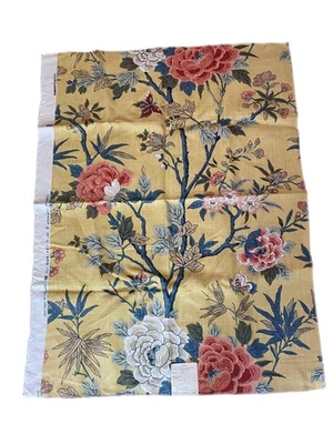 Vintage G.P. & J. Baker  100% Linen Fabric Sample Floral Canton Design Multicolo - Image 1 of 4