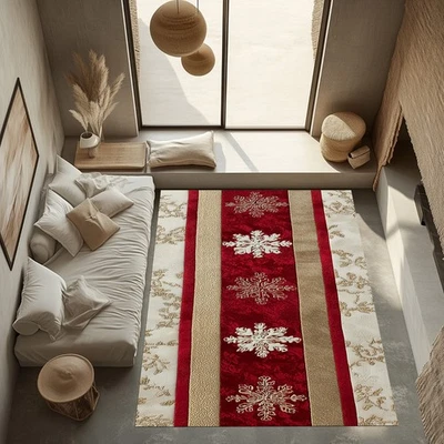 Christmas Snowflake Rug, Fan Rug, For Living Room Christmas Snowflake Arae Rugs - Image 1 of 4
