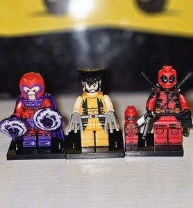 NEW Marvel Super Heroes Deadpool Wolverine Magneto Custom Lego Minifig Lot 6866 - Picture 1 of 20