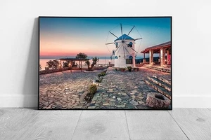 Zakynthos Island Sunrise: Potamitis Windmill Wall Art Print - Framed Greek - Picture 1 of 10