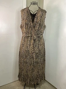 Glamour Damen 20W Animal Print ärmelloses Wickelkleid — Stretch Kleid mit Gürtel - Bild 1 von 5