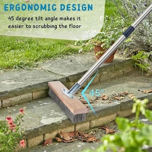 Heavy Duty Stainless Steel Wire Scrub Brush With Long Handle Moss Remover Wi HLF - Picture 1 of 12