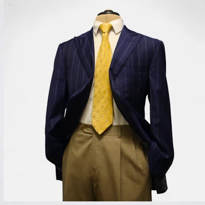 Custom Hickey Freeman X Loro Piana Sport Coat 43L Blue Wool Cashmere Peak - Image 1 of 4