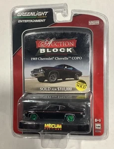 Chevrolet Chevelle 1969 Mecum bloque de subasta Greenlight COPO 1:64 Chase #100 hecho - Imagen 1 de 3