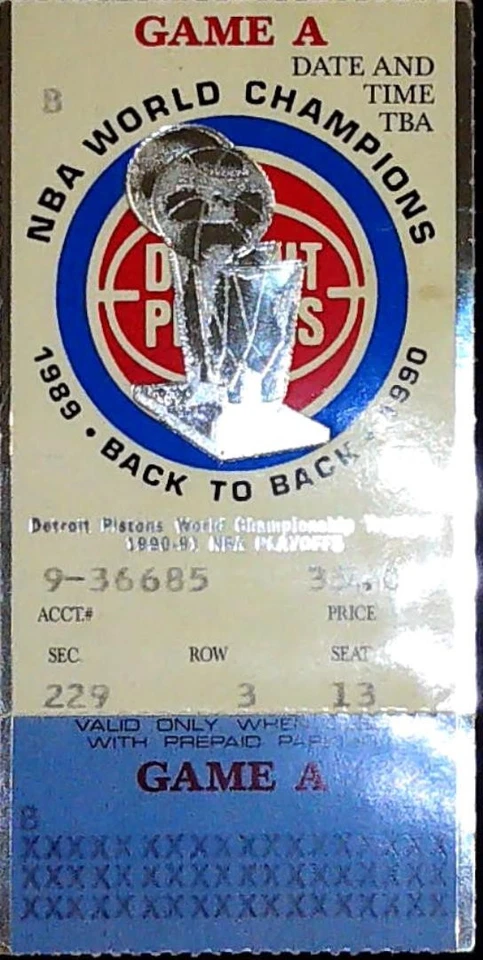 Reggie Miller NBA Playoff Debut Pacers Pistons Ticket Stub 1st Game A 4/26/1990 - Image 1 of 2