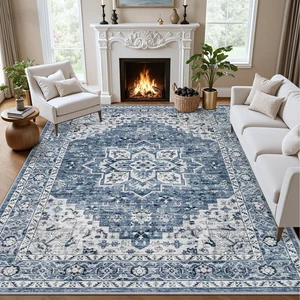 5x7 Area Rugs Living Room Rug: Washable Vintage Boho Medallion Rug No Slip St... - Picture 1 of 9