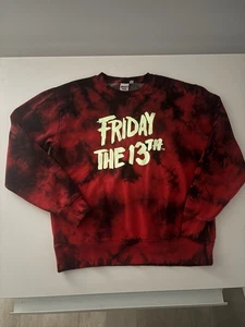 Sudadera pequeña VANS Friday The 13th roja negra brilla en la oscuridad boyfriend. - Imagen 1 de 9