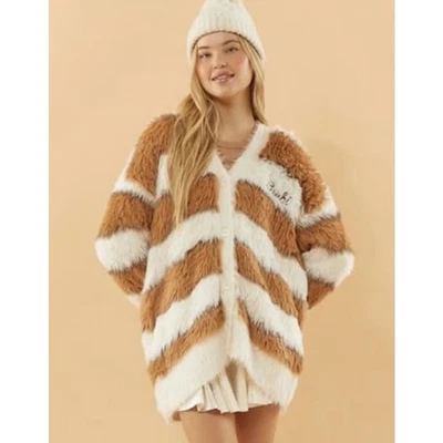 NWOT Disney X Forever 21 Bambi Womens Furry Brown/White Cardigan Sweater Medium - Image 1 of 4