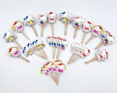 48 piezas adornos para cupcakes Hello Kitty selecciones suministros de fiesta decoración E1-470 Foto 1 de 4