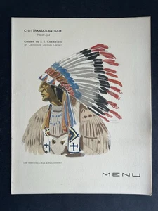 Ancien menu CGT French line paquebot Champlain liner indien par  Mathurin Méheut - Picture 1 of 8