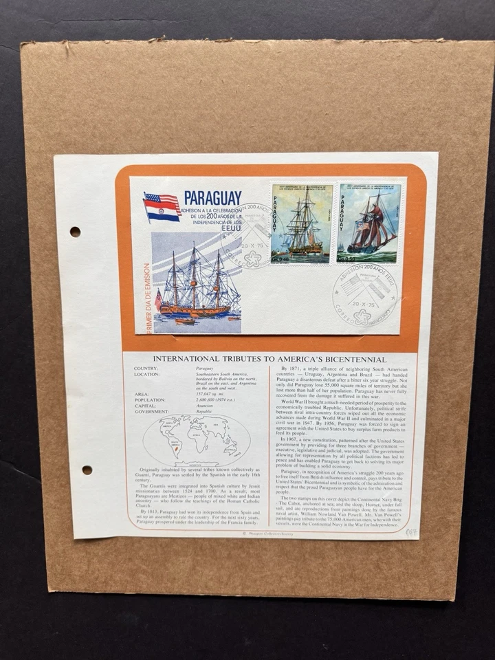 American Bicentennial Event FDC (C67) +Paraguay+Continental Naval Brigade Cachet - Image 1 of 1