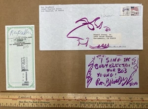 Ray Bradbury Inscription I Sing Body Electric Autograph Note Signed Drawing ANS - Picture 1 of 2