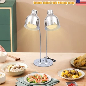 Doppelkopf Tischplatte Lebensmittel Heizung Lampe Buffet Speisenwärmer Licht mit 2 Birnen - Bild 1 von 23