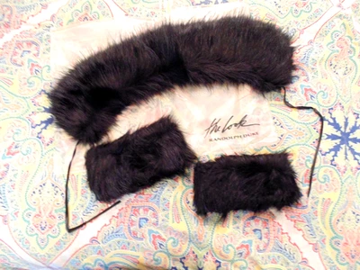 De Colección Nuevo Negro Imitación Piel Cuello Puños Disfraz Navidad Victoriano Invierno Teatro Foto 1 de 2