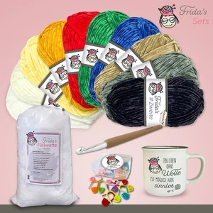 Frida's Garn-Set Sommer 34-teilig #Zweite Chenille Wolle Tasse Häkeln Füllwatte - Bild 1 von 6